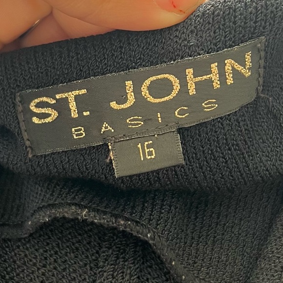 Vintage St. John Basics Sz 16 Santana Knit Black Long Sleeve Jacket & Skirt Set - Picture 4 of 13